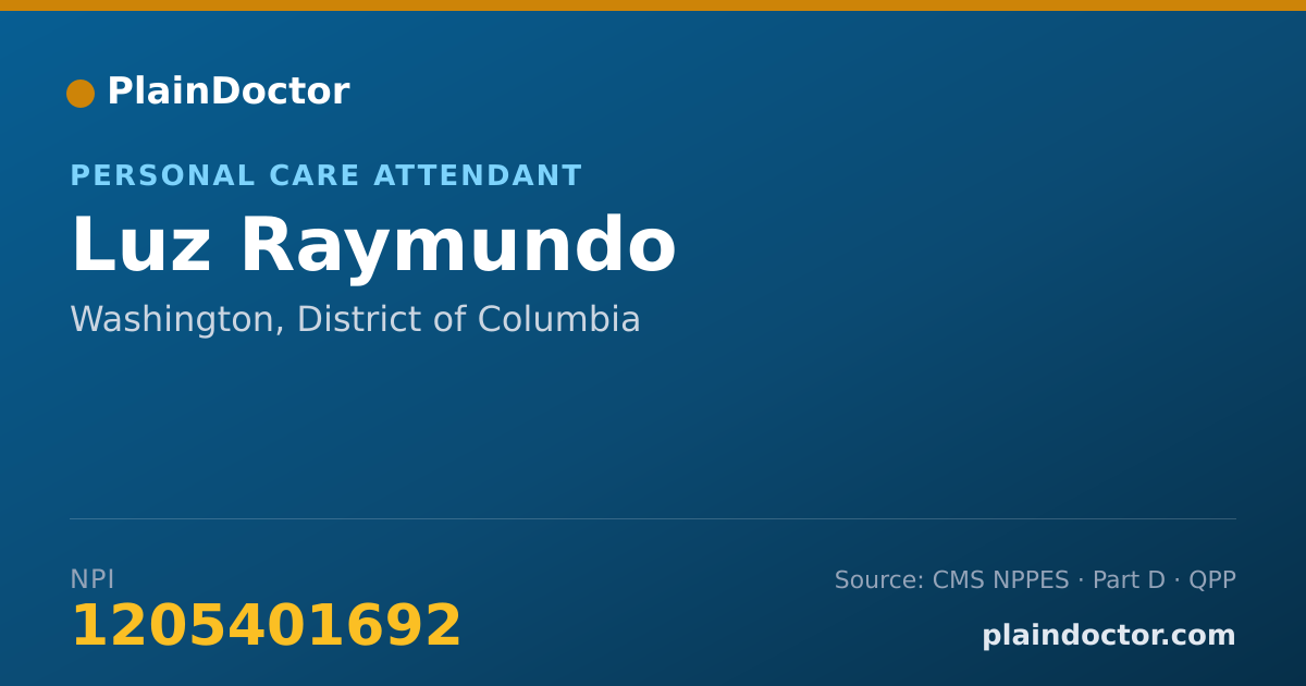 Shareable card for Luz Raymundo - Personal Care Attendant, Washington, DC
