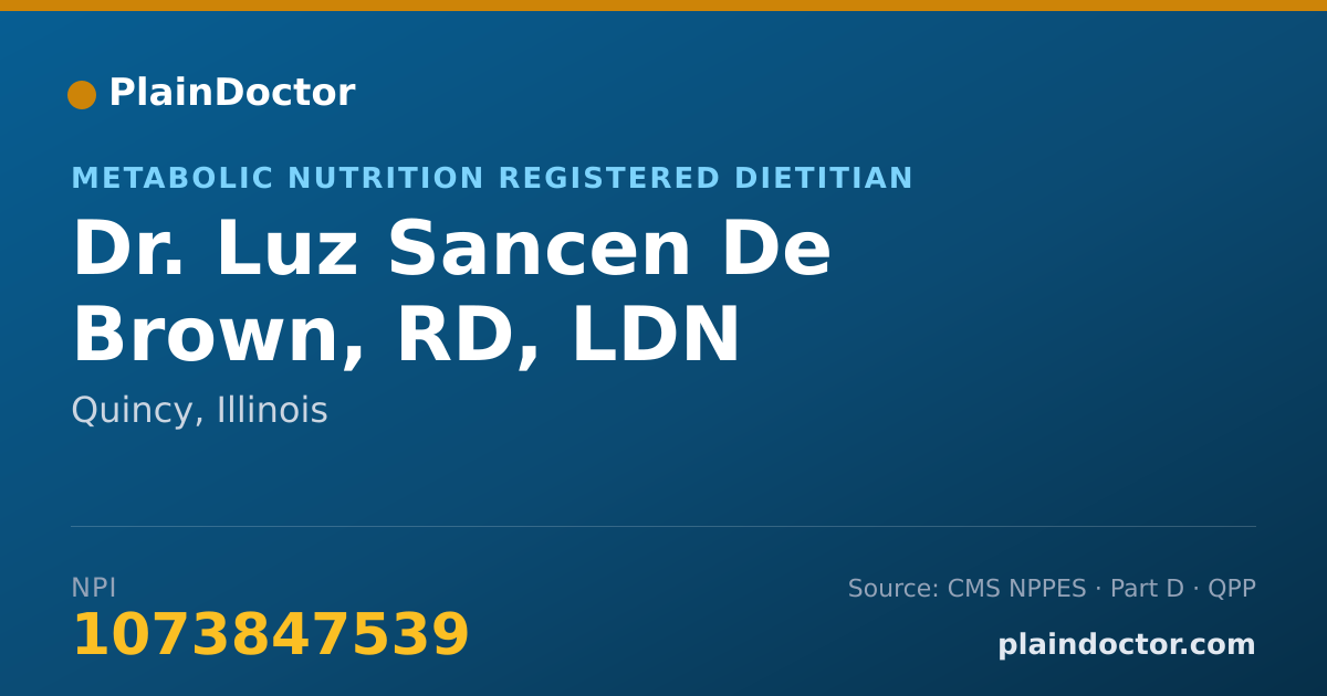 Shareable card for Luz Sancen De Brown, RD, LDN - Metabolic Nutrition Registered Dietitian, Quincy, IL