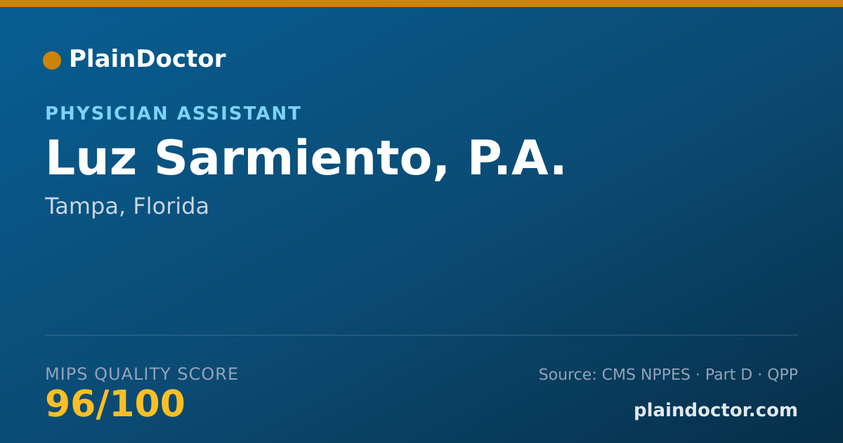 Shareable card for Luz Sarmiento, P.A. - Physician Assistant, Tampa, FL
