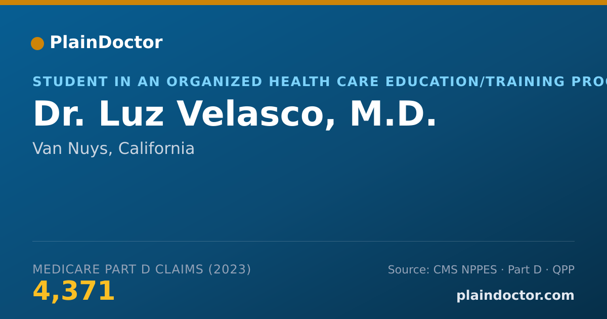 Shareable card for Luz Velasco, M.D. - Student in an Organized Health Care Education/Training Program, Van Nuys, CA