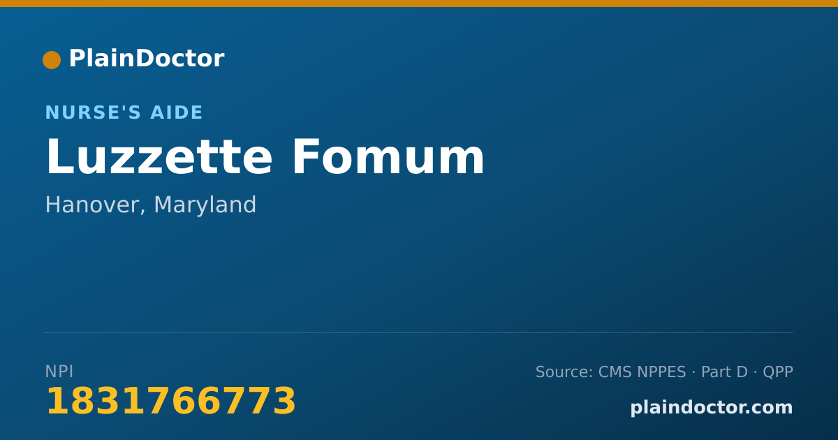 Shareable card for Luzzette Fomum - Nurse's Aide, Hanover, MD