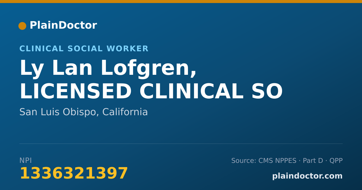Shareable card for Ly Lan Lofgren, LICENSED CLINICAL SO - Clinical Social Worker, San Luis Obispo, CA