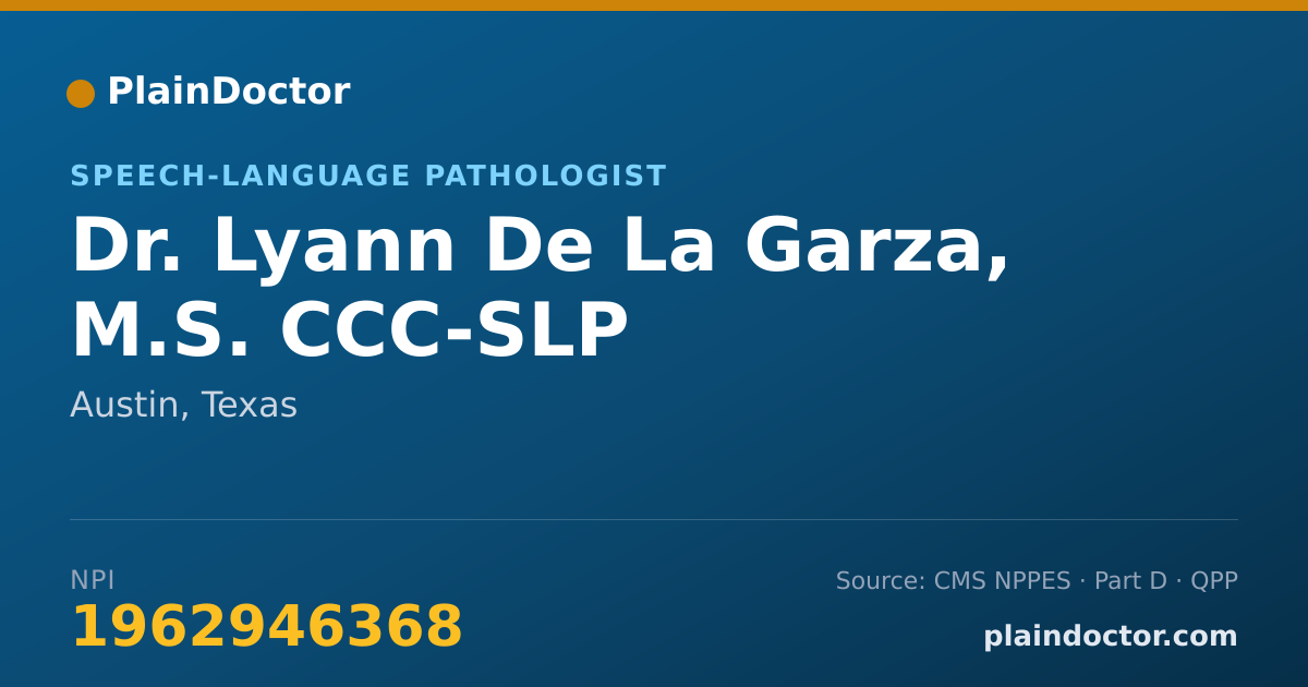 Shareable card for Lyann De La Garza, M.S. CCC-SLP - Speech-Language Pathologist, Austin, TX