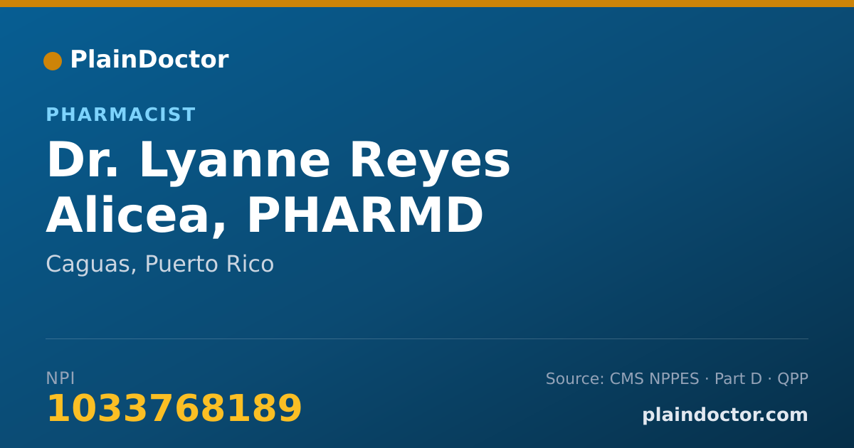 Shareable card for Lyanne Reyes Alicea, PHARMD - Pharmacist, Caguas, PR
