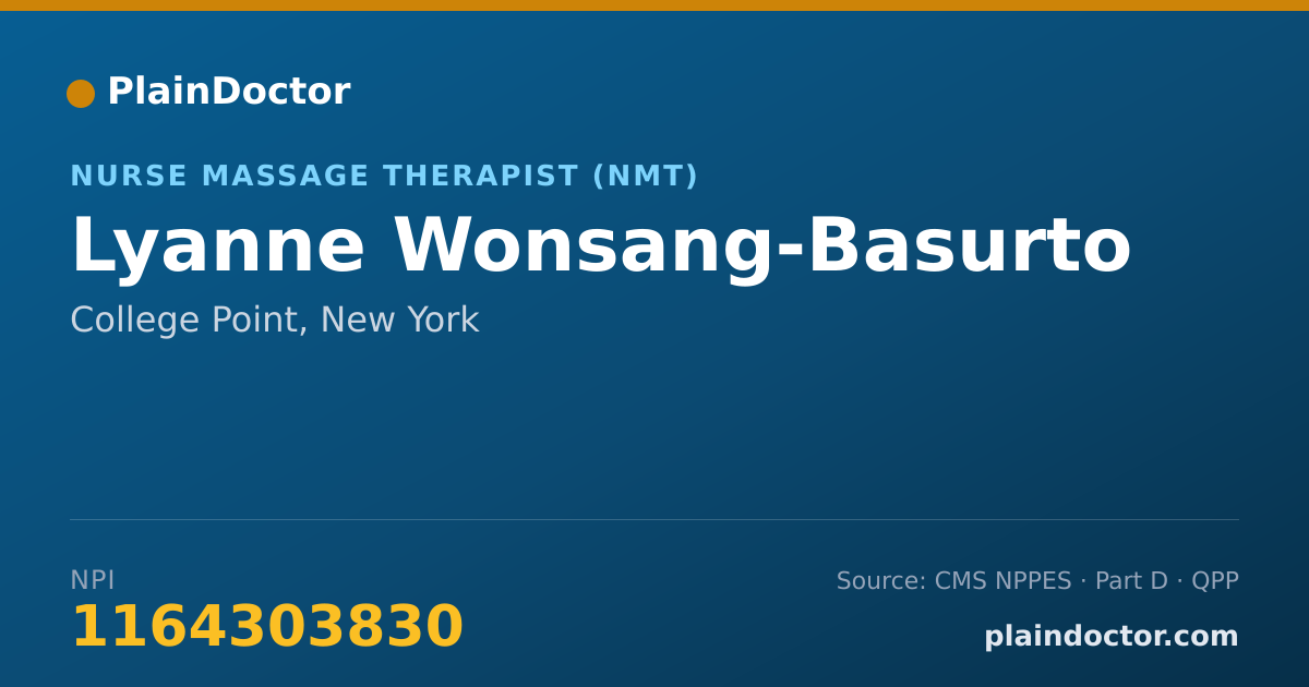 Shareable card for Lyanne Wonsang-Basurto - Nurse Massage Therapist (NMT), College Point, NY