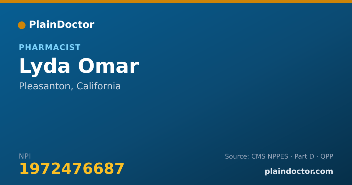 Shareable card for Lyda Omar - Pharmacist, Pleasanton, CA