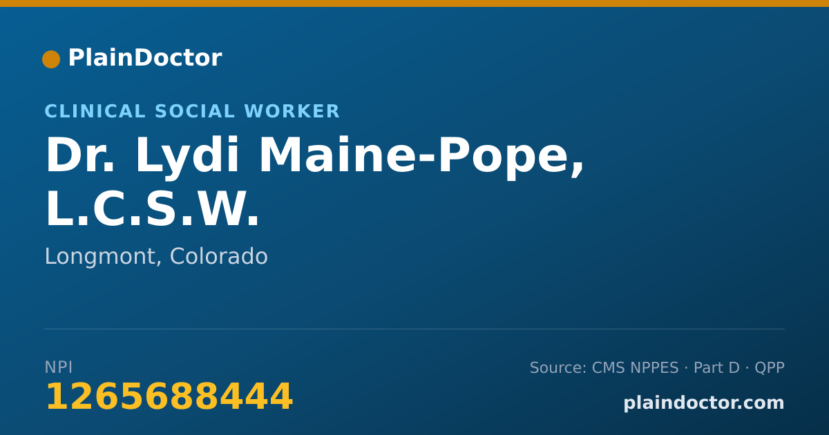 Shareable card for Lydi Maine-Pope, L.C.S.W. - Clinical Social Worker, Longmont, CO
