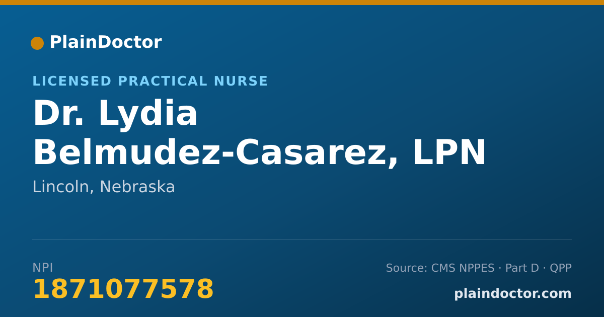 Shareable card for Lydia Belmudez-Casarez, LPN - Licensed Practical Nurse, Lincoln, NE