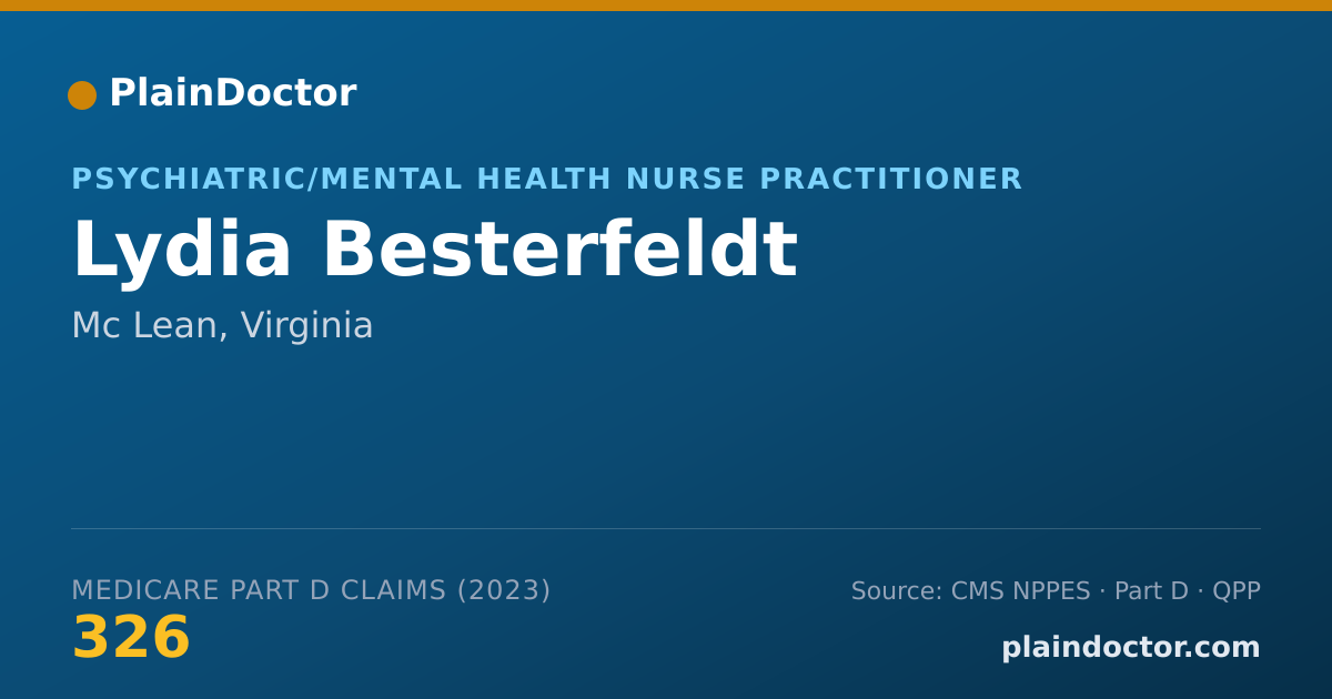 Shareable card for Lydia Besterfeldt - Psychiatric/Mental Health Nurse Practitioner, Mc Lean, VA