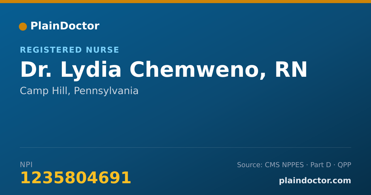 Shareable card for Lydia Chemweno, RN - Registered Nurse, Camp Hill, PA