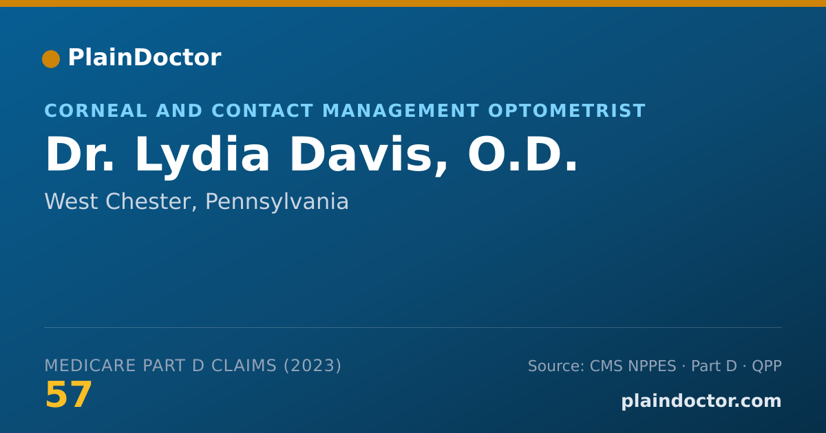 Shareable card for Lydia Davis, O.D. - Corneal and Contact Management Optometrist, West Chester, PA