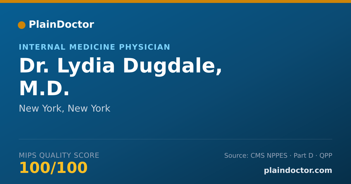 Shareable card for Lydia Dugdale, M.D. - Internal Medicine Physician, New York, NY