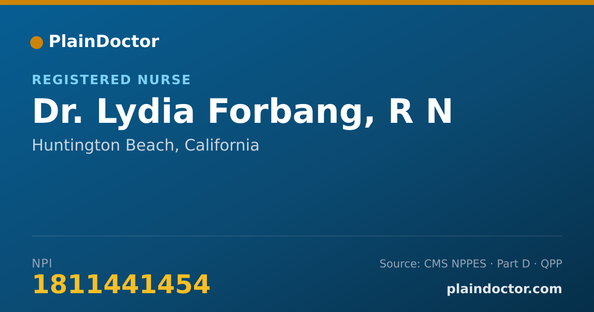 Shareable card for Lydia Forbang, R N - Registered Nurse, Huntington Beach, CA