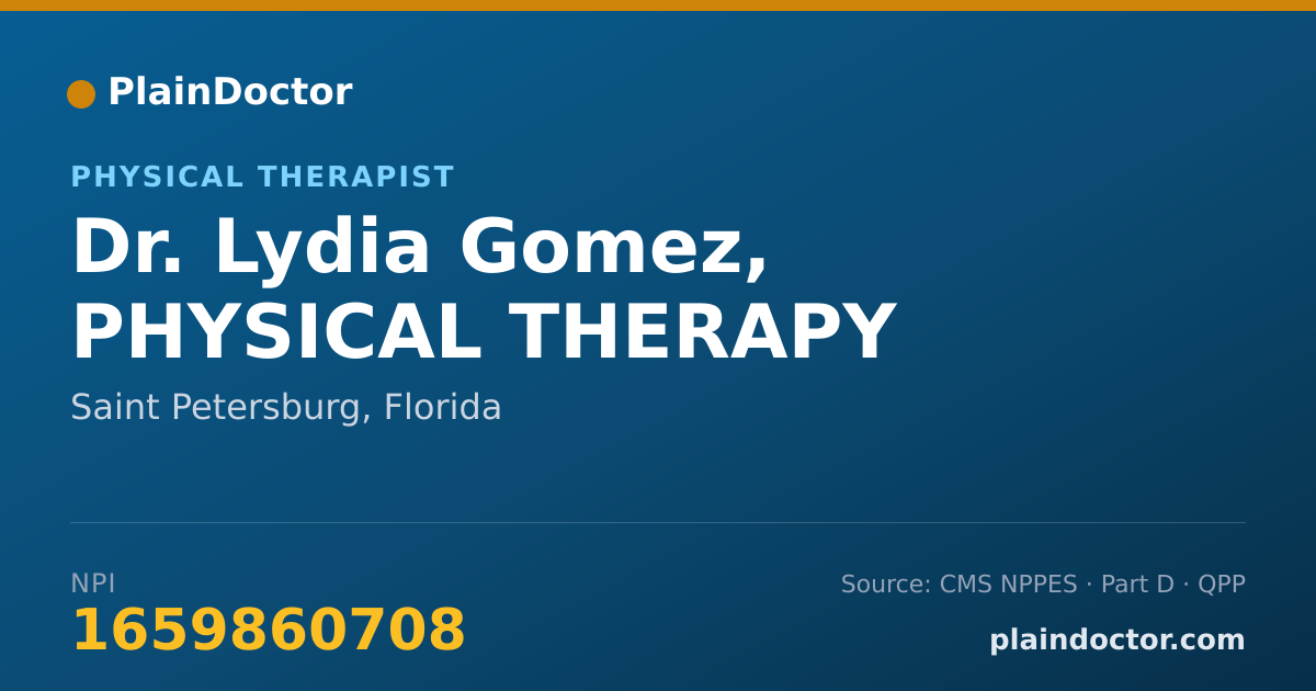 Shareable card for Lydia Gomez, PHYSICAL THERAPY - Physical Therapist, Saint Petersburg, FL