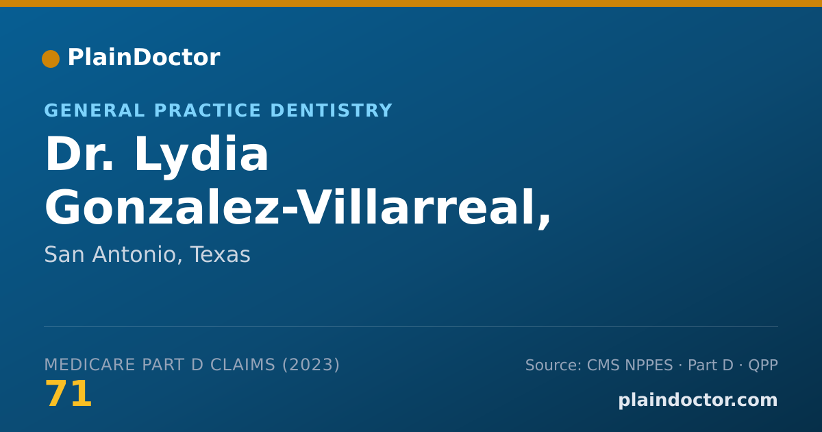 Shareable card for Lydia Gonzalez-Villarreal, DDS - General Practice Dentistry, San Antonio, TX