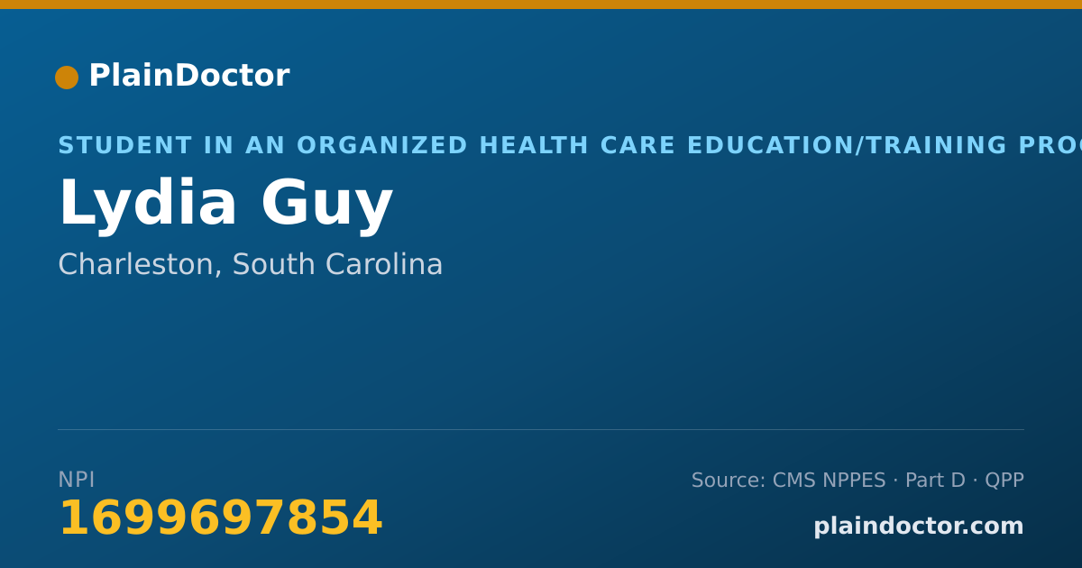 Shareable card for Lydia Guy - Physician Assistant, Charleston, SC