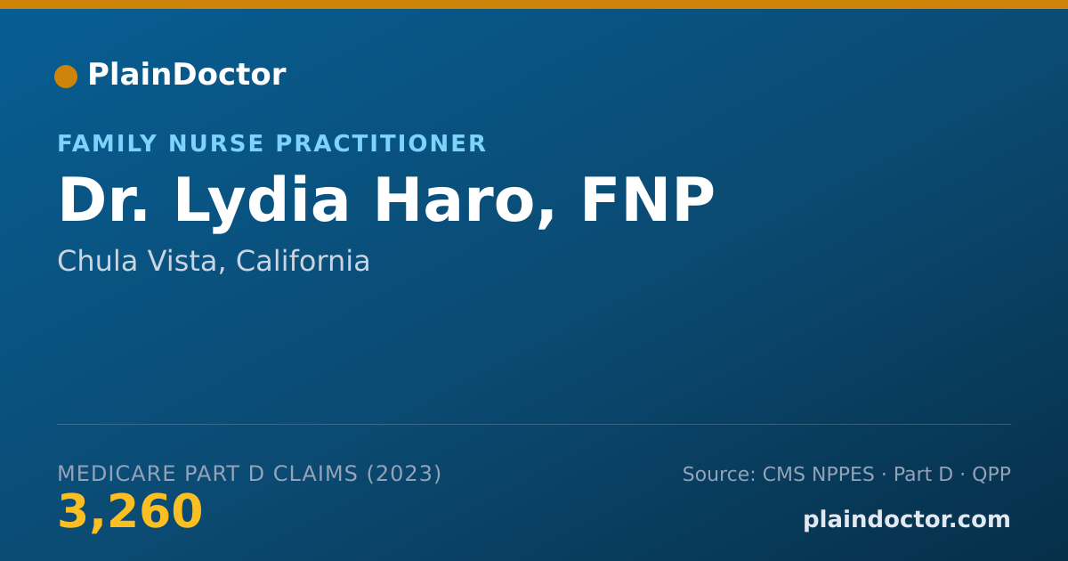 Shareable card for Lydia Haro, FNP - Family Nurse Practitioner, Chula Vista, CA