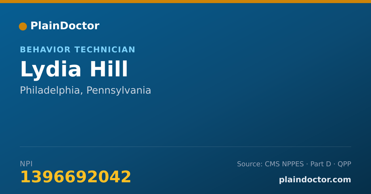 Shareable card for Lydia Hill - Behavior Technician, Philadelphia, PA