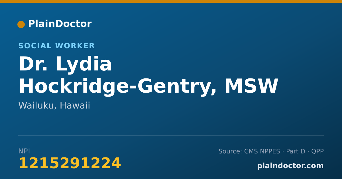 Shareable card for Lydia Hockridge-Gentry, MSW - Social Worker, Wailuku, HI