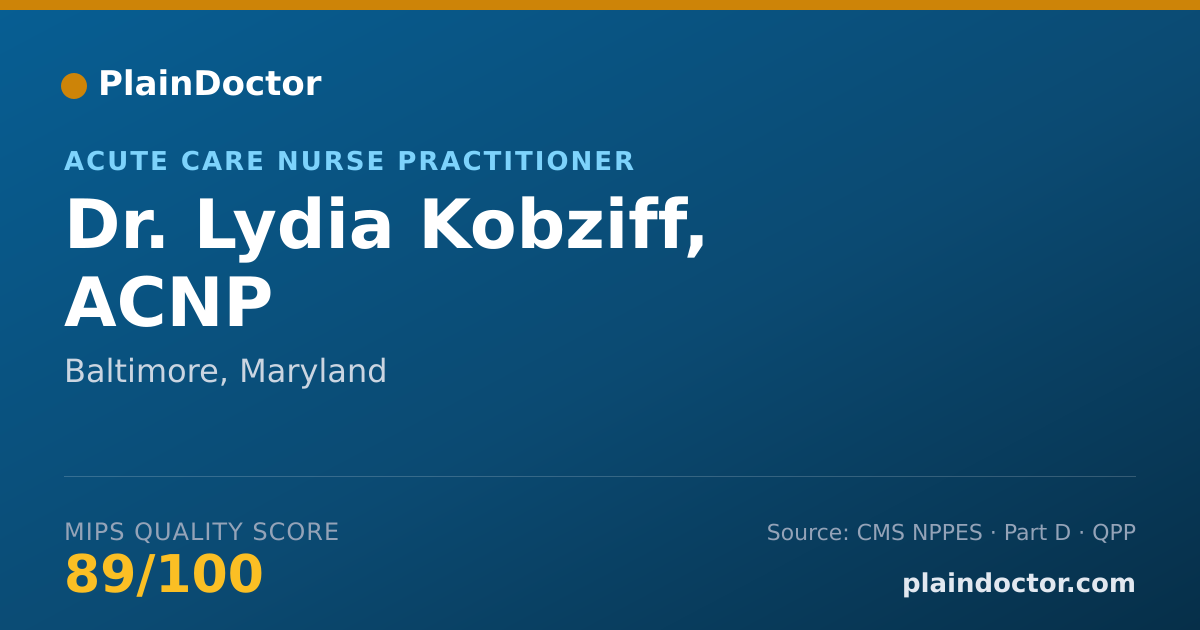 Shareable card for Lydia Kobziff, ACNP - Acute Care Nurse Practitioner, Baltimore, MD