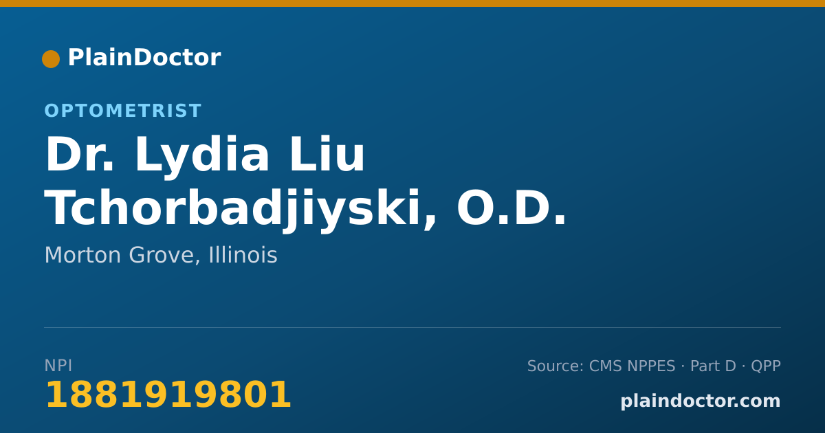 Shareable card for Lydia Liu Tchorbadjiyski, O.D. - Optometrist, Morton Grove, IL