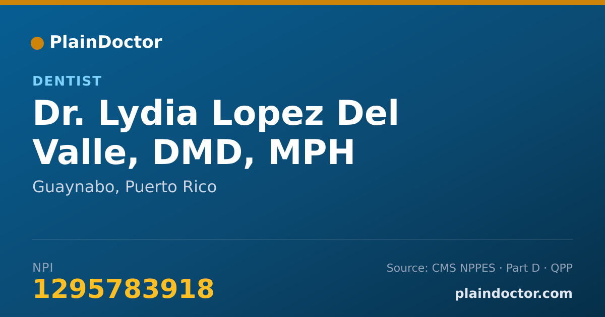 Shareable card for Lydia Lopez Del Valle, DMD, MPH - Dentist, Guaynabo, PR