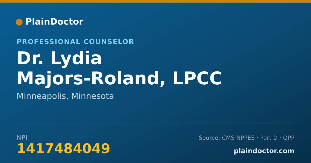 Shareable card for Lydia Majors-Roland, LPCC - Professional Counselor, Minneapolis, MN