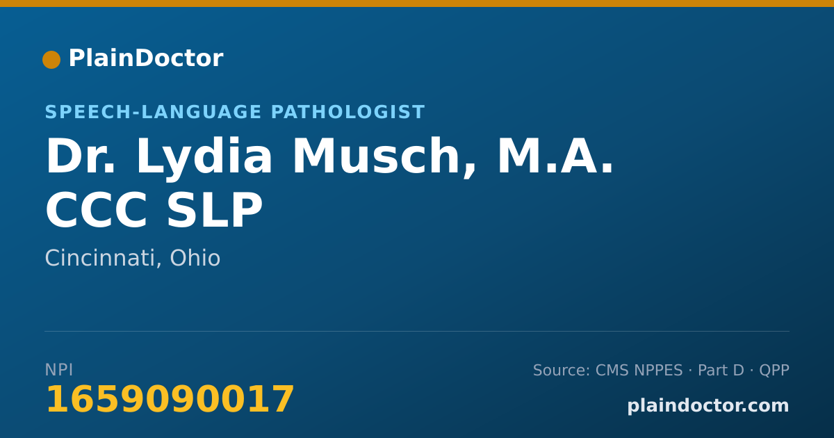 Shareable card for Lydia Musch, M.A. CCC SLP - Speech-Language Pathologist, Cincinnati, OH