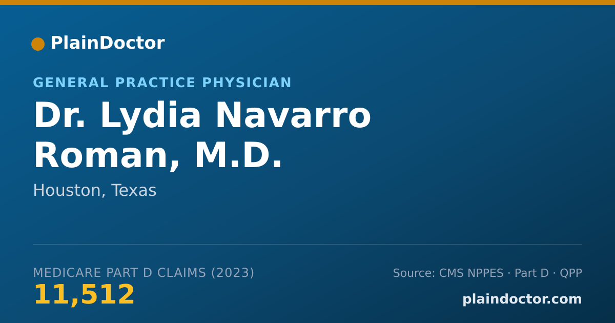 Shareable card for Lydia Navarro Roman, M.D. - General Practice Physician, Houston, TX
