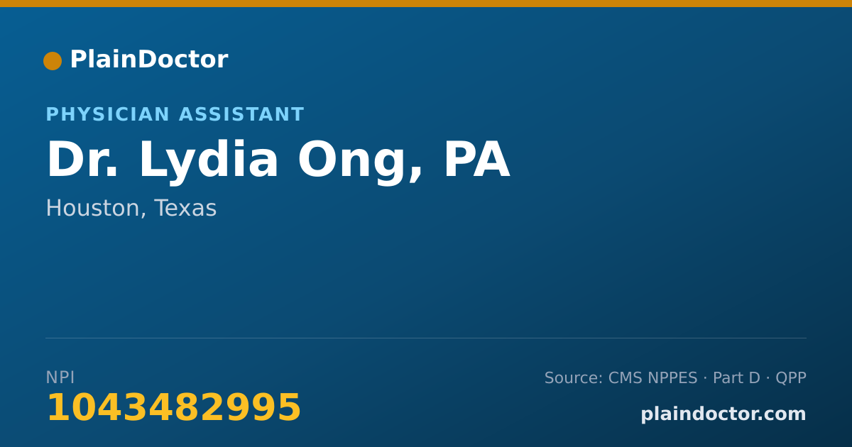 Shareable card for Lydia Ong, PA - Physician Assistant, Houston, TX
