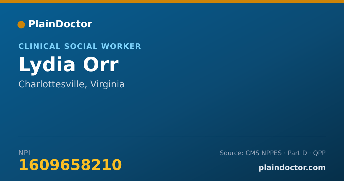 Shareable card for Lydia Orr - Clinical Social Worker, Charlottesville, VA