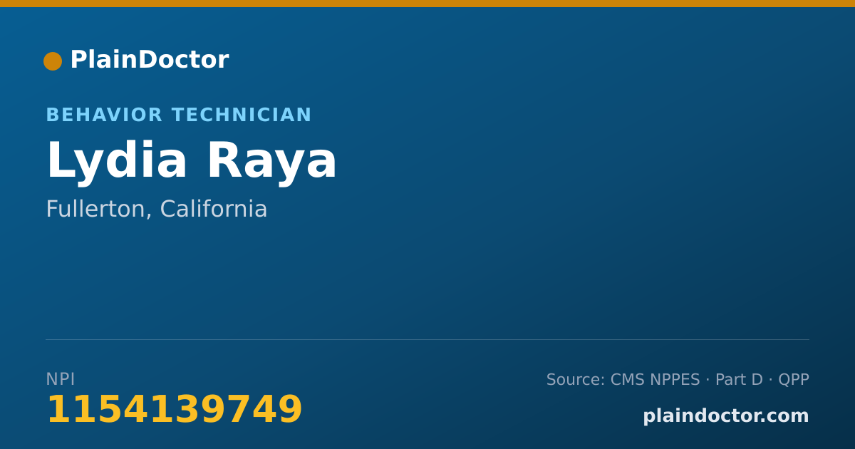 Shareable card for Lydia Raya - Behavior Technician, Fullerton, CA