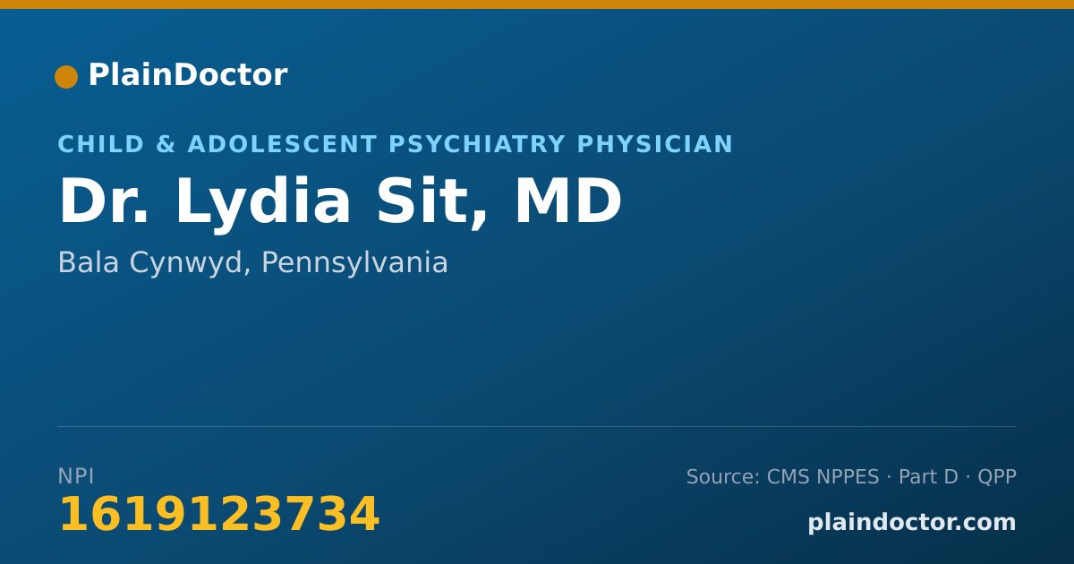 Shareable card for Lydia Sit, MD - Child & Adolescent Psychiatry Physician, Bala Cynwyd, PA