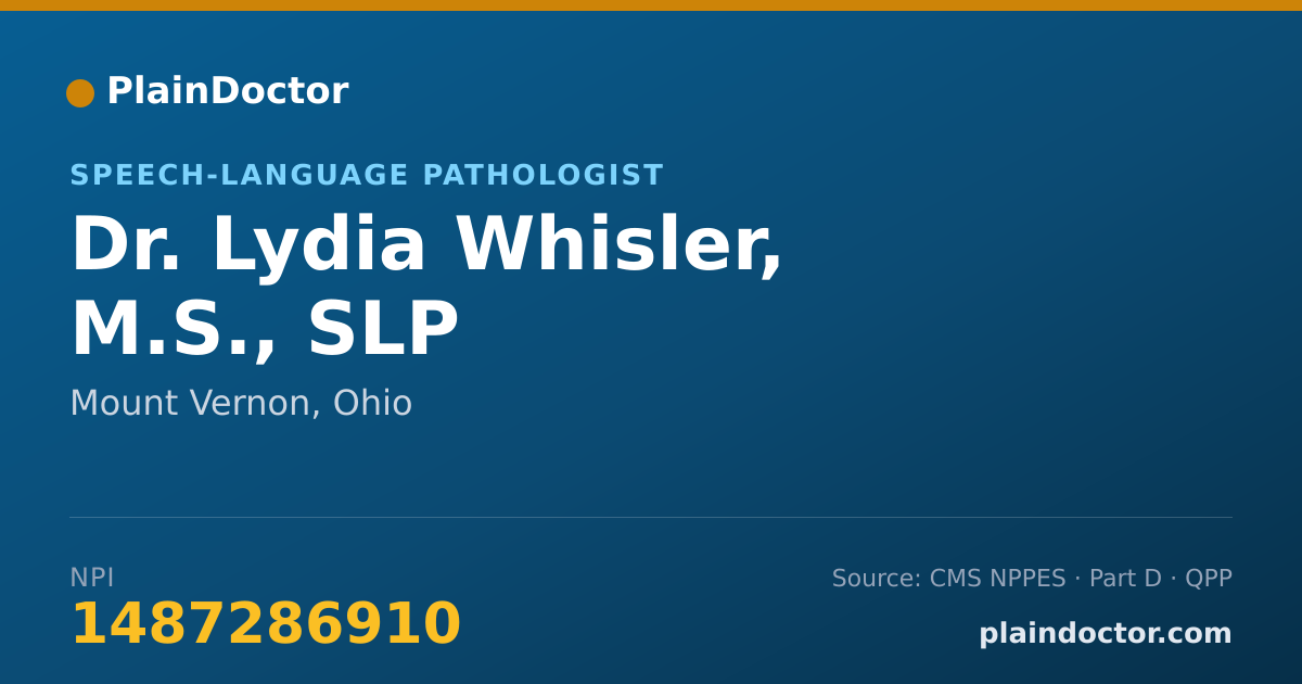 Shareable card for Lydia Whisler, M.S., SLP - Speech-Language Pathologist, Mount Vernon, OH