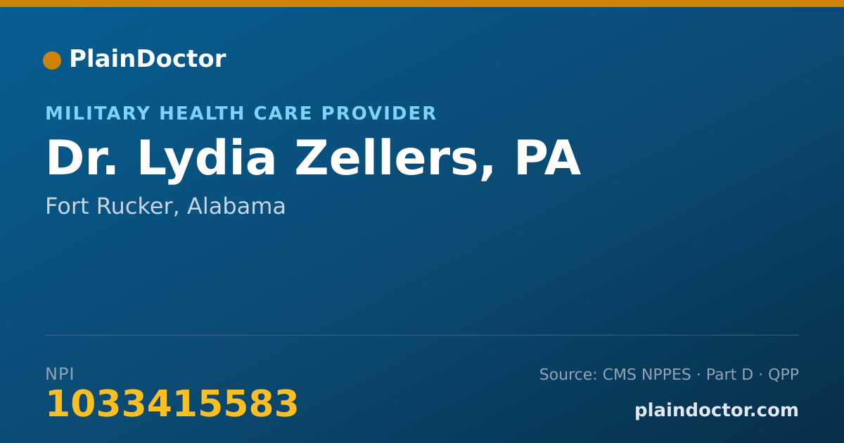 Shareable card for Lydia Zellers, PA - Military Health Care Provider, Fort Rucker, AL