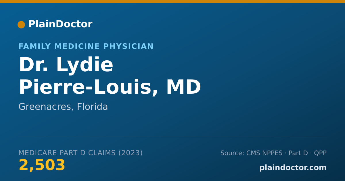 Shareable card for Lydie Pierre-Louis, MD - Family Medicine Physician, Greenacres, FL