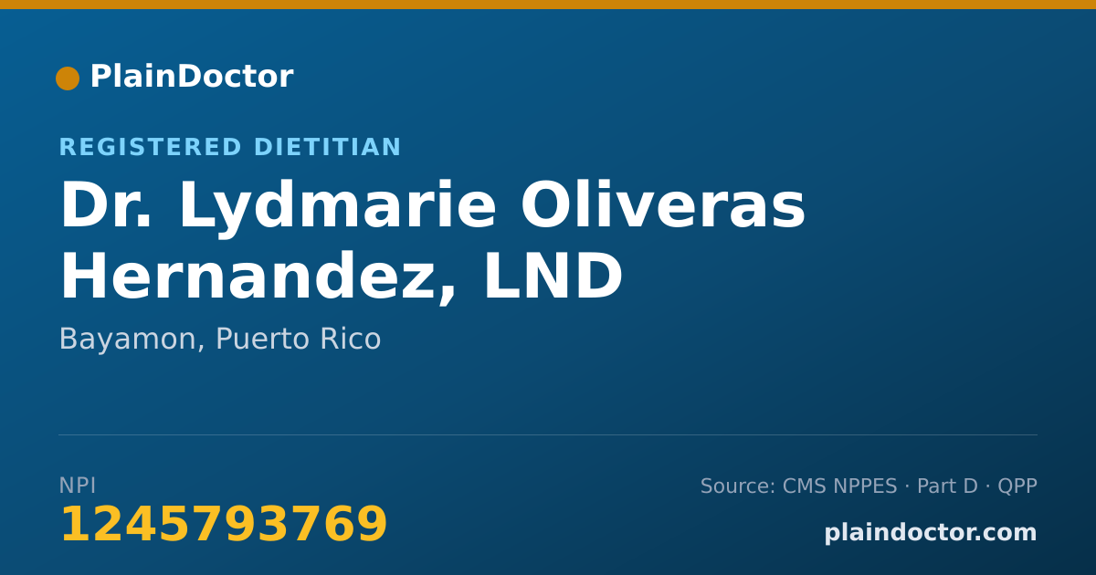Shareable card for Lydmarie Oliveras Hernandez, LND - Registered Dietitian, Bayamon, PR