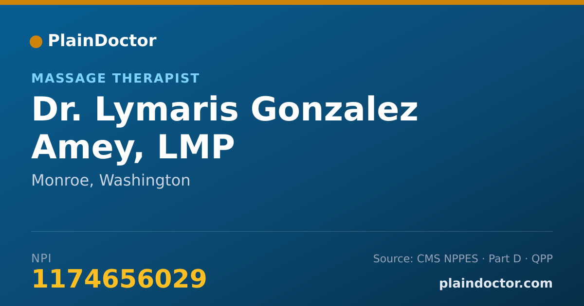 Shareable card for Lymaris Gonzalez Amey, LMP - Massage Therapist, Monroe, WA