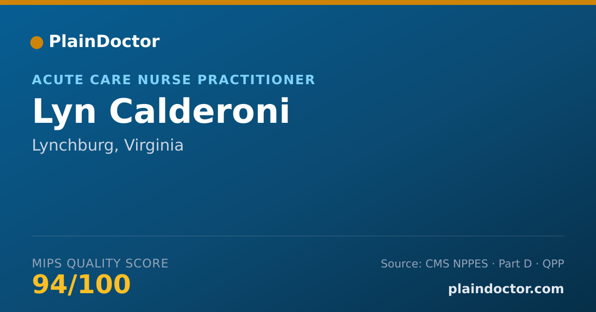 Shareable card for Lyn Calderoni - Acute Care Nurse Practitioner, Lynchburg, VA