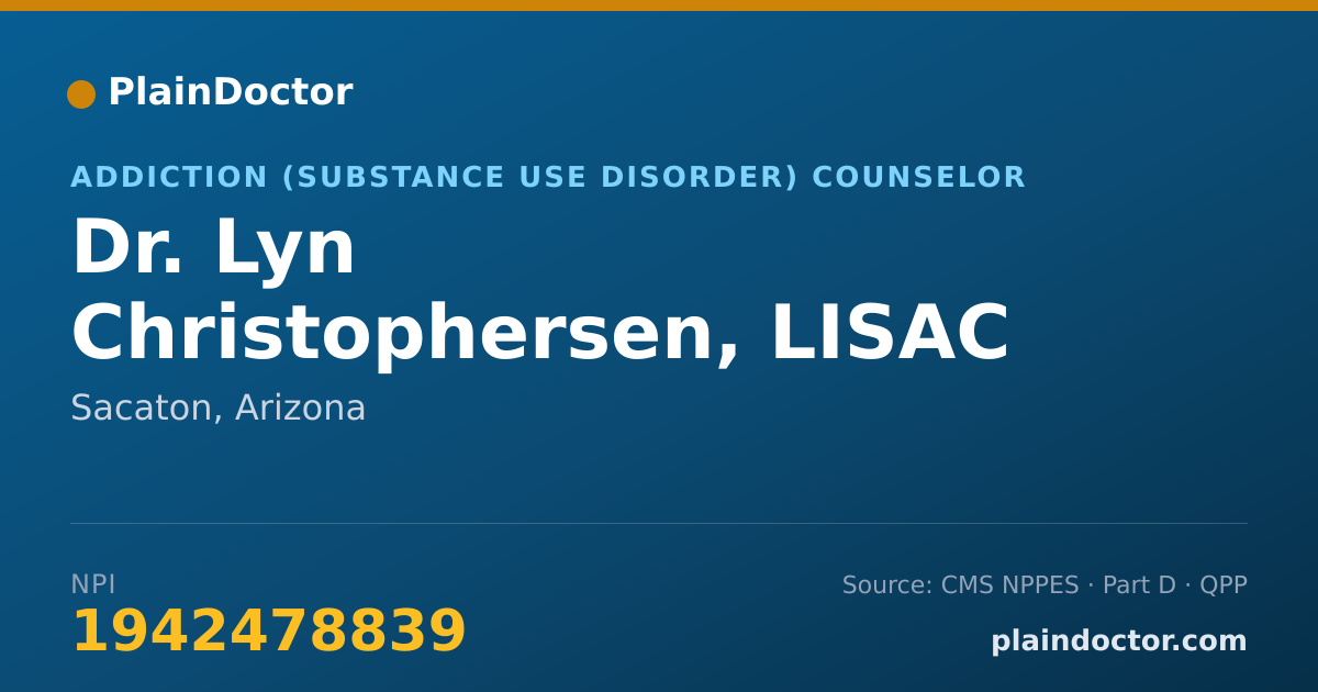 Shareable card for Lyn Christophersen, LISAC - Addiction (Substance Use Disorder) Counselor, Sacaton, AZ