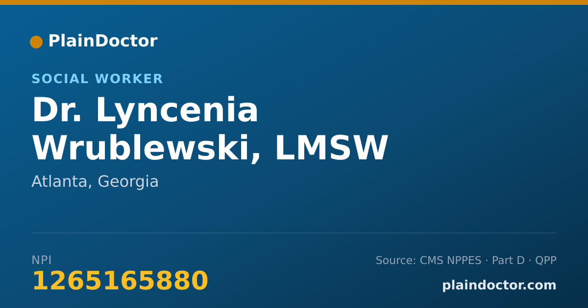 Shareable card for Lyncenia Wrublewski, LMSW - Social Worker, Atlanta, GA