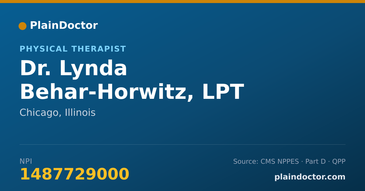 Shareable card for Lynda Behar-Horwitz, LPT - Physical Therapist, Chicago, IL