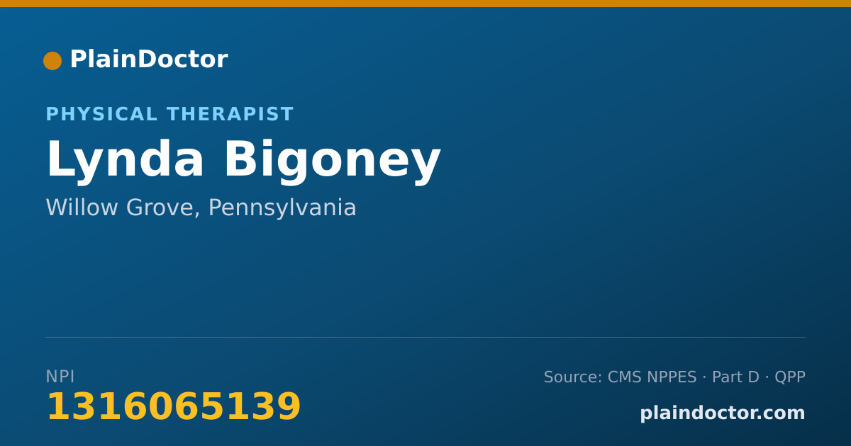 Shareable card for Lynda Bigoney - Physical Therapist, Willow Grove, PA