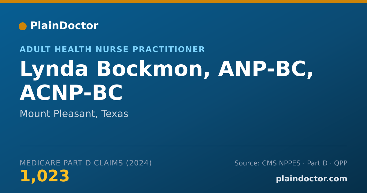 Shareable card for Lynda Bockmon, ANP-BC, ACNP-BC - Adult Health Nurse Practitioner, Mount Pleasant, TX