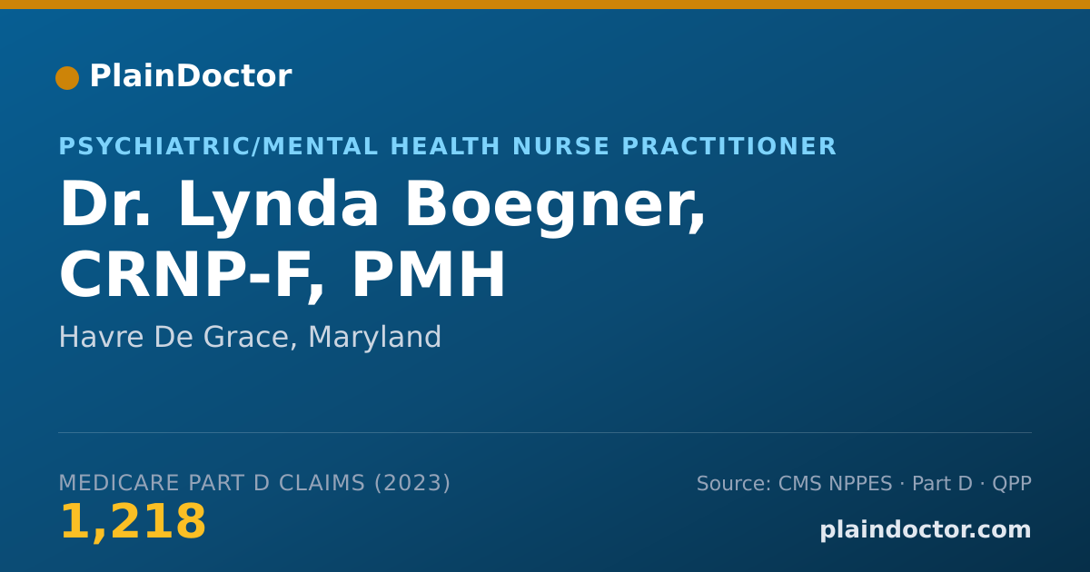 Shareable card for Lynda Boegner, CRNP-F, PMH - Psychiatric/Mental Health Nurse Practitioner, Havre De Grace, MD