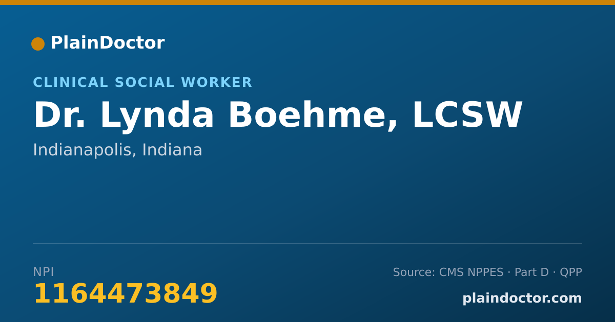 Shareable card for Lynda Boehme, LCSW - Clinical Social Worker, Indianapolis, IN
