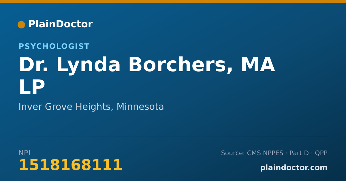 Shareable card for Lynda Borchers, MA LP - Psychologist, Inver Grove Heights, MN