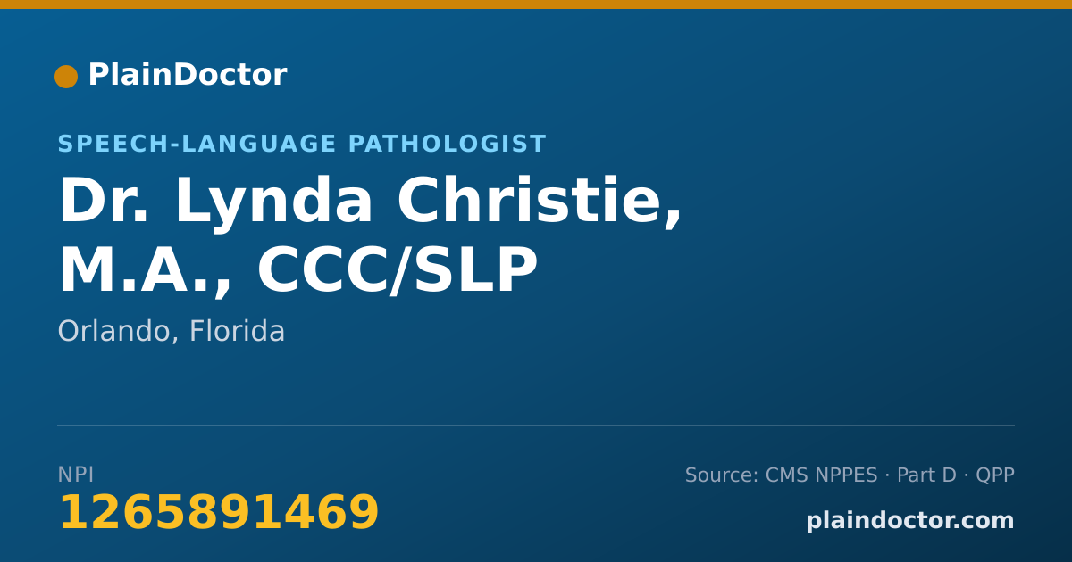 Shareable card for Lynda Christie, M.A., CCC/SLP - Speech-Language Pathologist, Orlando, FL