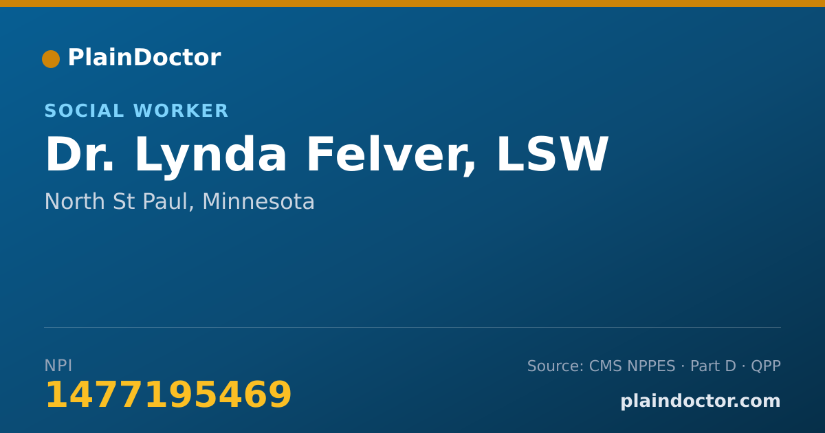 Shareable card for Lynda Felver, LSW - Social Worker, North St Paul, MN