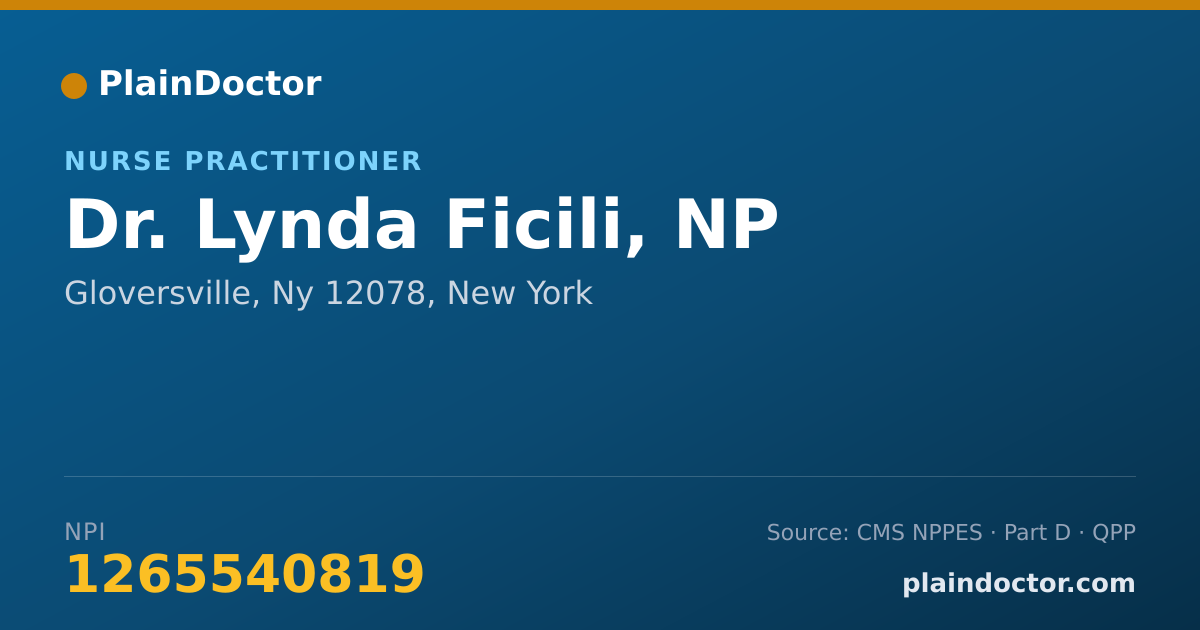 Shareable card for Lynda Ficili, NP - Nurse Practitioner, Gloversville, Ny 12078, NY